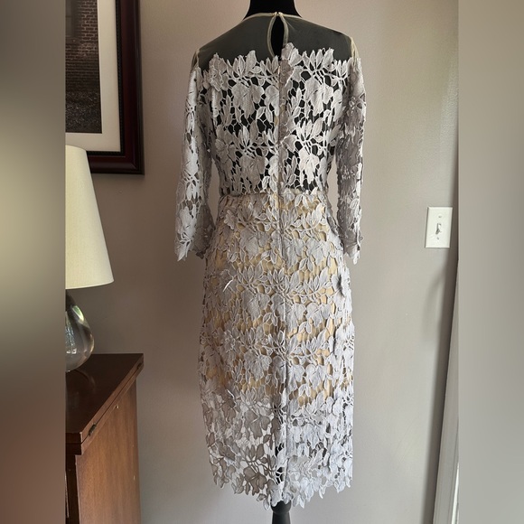Lace Overlay Dress in Soft Grayish Lavender - Picture 3 of 10
